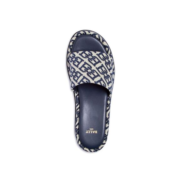BALLY Womens Navy Jacquard Sylvie Toe Platform Slip On Slide Sandals Shoes 6.5 - Picture 3 of 3